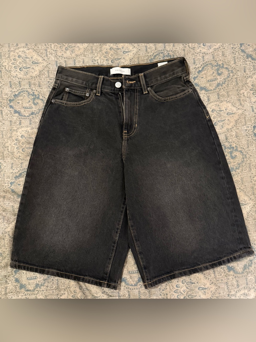 PacSun Austin Extreme Baggy Black Denim Jean Shorts
